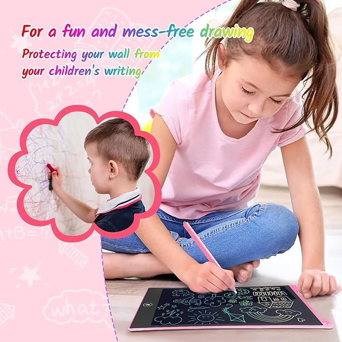 TECJOE 10 Inch 2 Pack LCD Writing Tablet, Colorful Doodle Board Drawing Tablet for Kids, Kids Travel Learning Toys Christmas Birthday Gifts for 3 4 5 6 7 8 Year Old Boys and Girls Toddlers