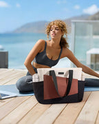 LOVEVOOK Gym Tote Bag for Women, Puffy Yoga Mat Bag with Large Cup Holder & Wet Pocket, Work Nurse Bag for Travel Workout