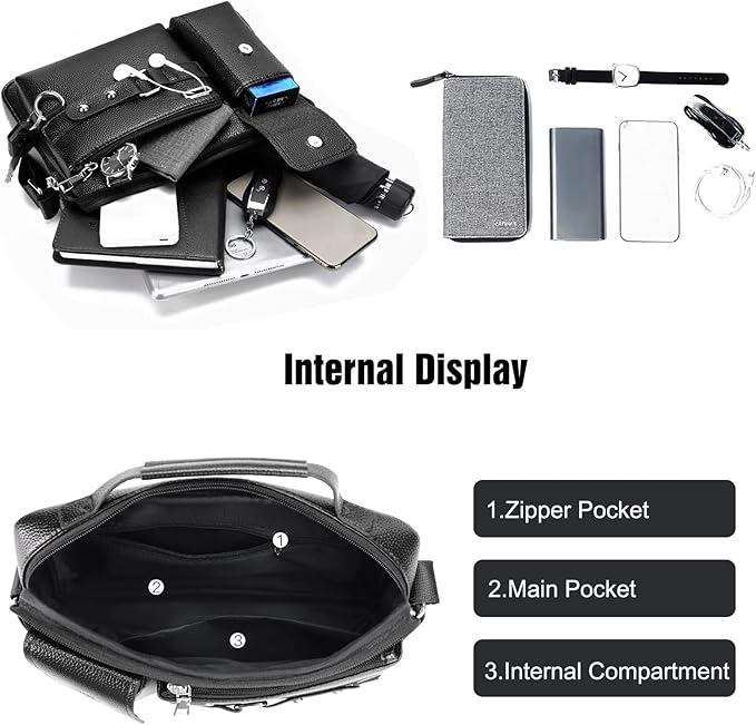 FANDARE Retro Briefcase Men Messenger Bag PU Leather Handbag