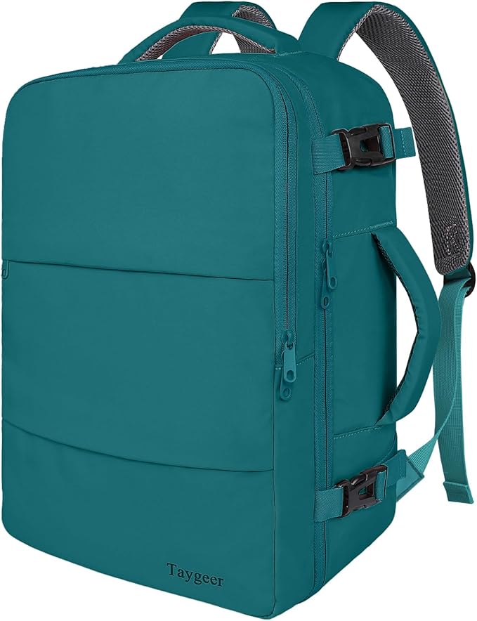 Taygeer Laptop Backpack, Airline Approved Carry On with 17.3 inch Laptop Compartment, TSA Friendly Backpack for Nursing Doctor Business Travel, Travel Daypack for Work Essentials, Peacock Blue
