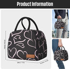 douyadady Lunch Bag Women/Men Lunch Box Women/Men (black+pink heart)
