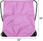 Drawstring Backpack Sports Water Resistant String Bag Sport Gym Sackpack for Women Men Large with Zipper, Pink