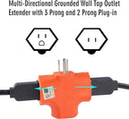 3 Way Plug Adapter - UL Listed - Outdoor Outlet Splitter 3 Prong - Electrical Outlet Extender, Wall Outlet Expander, Outdoor Heavy Duty Triple Plug Outlet Adapter，Cable connectors