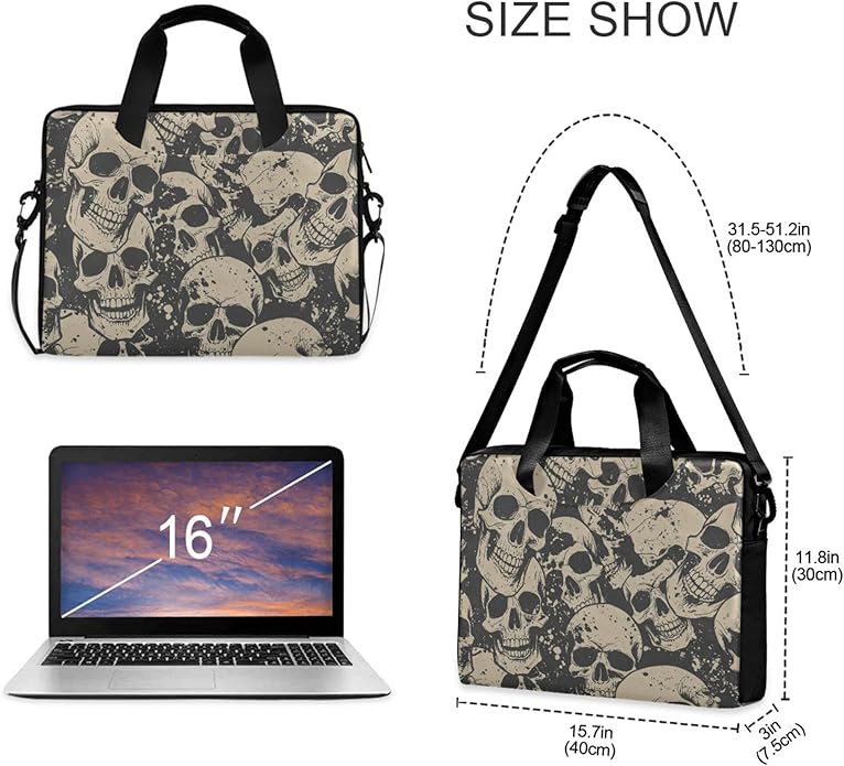 MNSRUU Laptop Bag for 15.6 inch Black Gothic Bats