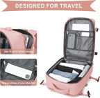 WONHOX Large Travel Backpack Women, Carry On Backpack,Hiking Backpack Waterproof Outdoor Sports Rucksack Casual Daypack with USB Charging Port Shoes Compartment,Pink…