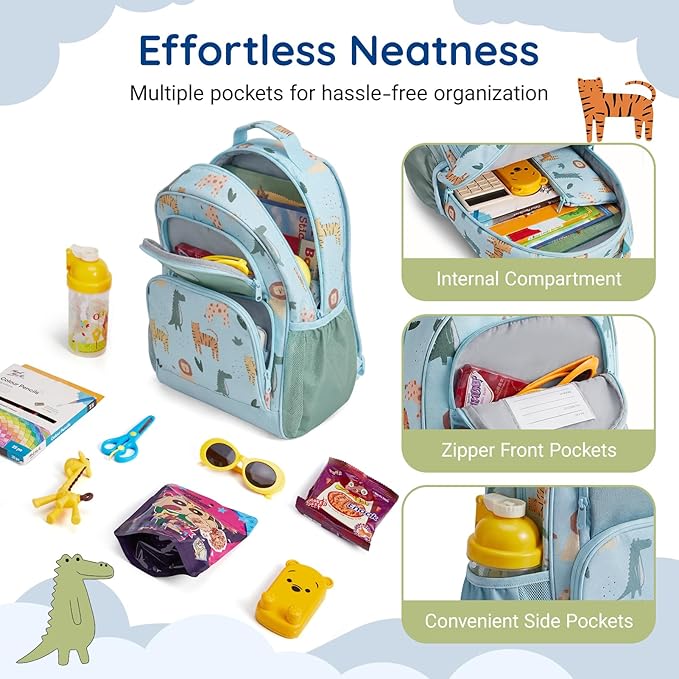 mommore Kids Backpack for Boys Girls 4-8 Kindergarten Elementary School Backpack with Lunch Box - 15” H Fit Folder
