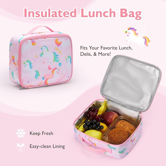 mommore Kids Backpack for Boys Girls 4-8 Kindergarten Elementary School Backpack with Lunch Box - 15” H Fit Folder