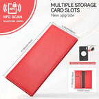 Leather Passport Holder for Travel with AirTag Holder, RFID Blocking Passport Wallet with Card Slots for Men & Women (Red)