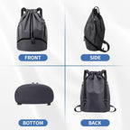 JELUTAR Drawstring Backpack Gym Bag with Shoes Compartment for Soccer, Basketball, Swim, Water-Resistant String Backpack Beach Cinch for Women Men, Dark Grey