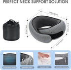 Neck Travel Pillows for Airplanes Memory Foam Neck Comfort Pillow Compact Ergonomic Design Sleeping Essentials for Long Flights Car Rides and Home Use (Grey)