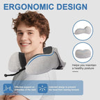 Travel Neck Pillow with 100% Light-Blocking Hood – Ergonomic Memory Foam Support Pillow for Airplane, Long Flights, Road Trips, Office and Car, Full Head and Neck Support with Skin-Friendly Cover