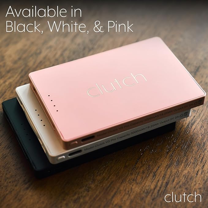 Clutch - Pro USB-C Portable Charger - Compatible with iPhone 15, 16, 17 & Android Devices - Power Bank Magnetic Battery - TSA Travel Approved - USB Rechargeable - Built-in Cable - 5000 mAh - 3.7oz