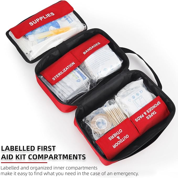 330 Piece First Aid Kit, Premium Waterproof Compact Trauma Medical Kits for Any Emergencies, Ideal for Home, Car, Travel, Camping, Hiking, Truck, Office, Sports (Medium)