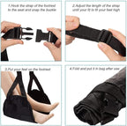 Office Footrest with Adjustable Height, Portable Airplane Travel Foot Rest Hammock, Under Desk Foot Hammock for Flight Bus Train Office Home
