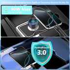 Car Charger USB C, KYOHAYA 90W 4-Port Dual USB-C & USB-A Power Cigarette Lighter Adapter PD/QC Type C Car Charger Fast Charging for iPhone 17 Pro 17 Pro Max 16 15 14 13 12 11/Galaxy S26 S25/Pixel/iPad