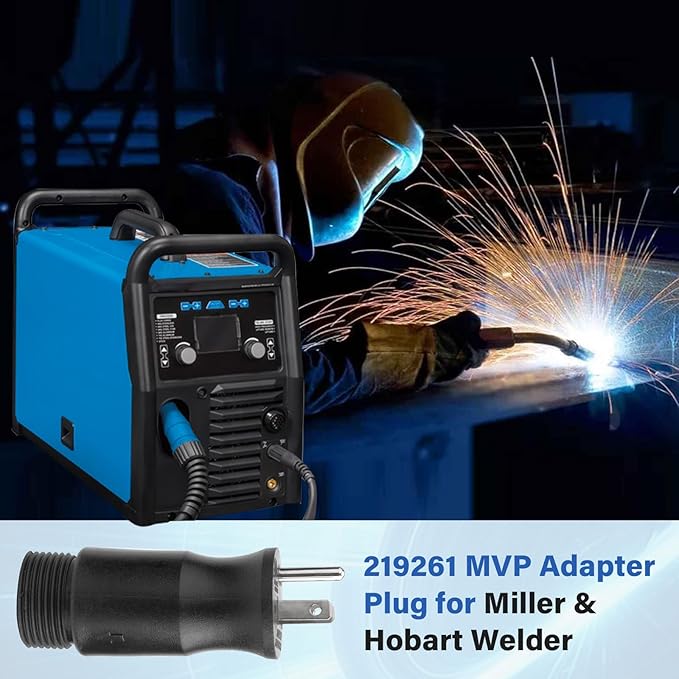 219261 Multi Voltage Power Adapter Plug for Miller & Hobart Welders/Plasma Cutters, 4 Pin to 3 Prong Electric Welding Adapter Plug for Welding Power Cord 5-15P (115V/15A)