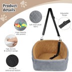 NEEZUKAR Dog Car Seat for Small Medium Dogs,Detachable Washable Dog Booster Seat Under 30lbs, Pet Car Seat Travel Bed with Storage Pockets and Dog Safety Belt(Grey/Brown)