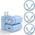 Type C Charger, 3Pack 25W PD USBC Wall Charger Super Fast Charging Block& 6+10+10ft Android Phone Cable Cord for Samsung Galaxy S25 S24 S23 S22 S21 S20(Plus Ultra)/Note 20 10 9 8/ S10 S9 S8 Blue