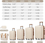 6 Piece Luggage Sets with Bags, Lightweight Expandable Checked Luggage Sets, Hardshell ABS Spinner Wheels Carry on Suitcase with TSA Lock, for Travel, Women Men (Cream Brown, 18/20/24/28inch+2bags)