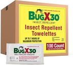 CoreTex Bug X 30 Mosquito, Tick, & Insect Repellent Wipes with 30% DEET - Pack of 100 Single-Use Bug Repellent Wipes for Up to 7 Hours of Reliable Protection Against 12 Types of Biting Insects