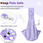 Pawaboo Small Dog Sling Carrier, Reversible Hands Free Dog Sling Carriers for Small Dogs and Cats, Puppy Slings Carrier with Safety Harness, Puppy Essentials, Purple Daisy