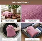 LFH Cotton Rich Shoe Storage Bags with Drawstring, Dustproof Breathable Reusable Organizer, Perfect For Travel, Dorm, Hotel, College, Gym, Easy to Carry, Machine Washable 12"x17" (Pack of 2) - Pink