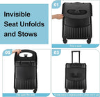 20 Inch Ride on Luggage with Seat for Kids Expandable Ride on Suitcase with Spinner Wheels and Locks for Travel