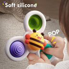 ALASOU 3PCS Pop Suction Cup Spinner Sensory Airplane Travel Toys for 1 Year Old Boy Girl Infant Toddlers|Novelty Spinning Tops 12 18 Months|1 2 Year Old Boy Birthday Gift|Baby Bath Toy Kids Ages 1-3