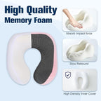 Cirorld Neck Pillow for Traveling, Travel Pillows for Airplanes,100% Pure Memory Foam Travel Neck Pillow, Adjustable Flight Pillow, Portable Plane Accessories with Eye Mask, Earplugs, Carry Bag