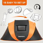 Pop Up Camping Tent, 2/4/6 Person Instant Tent Waterproof PU4500mm, Spacious Ventilated Camping Tent with Front Porch, Quick Setup Lightweight Portable for Outdoor Camping Hiking Beach