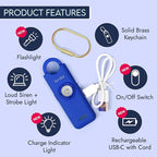 She’s Birdie 3.0 New Version – The Original Personal Safety Alarm for Women by Women–Loud Siren, Flash Light and Rechargeable Battery in a Variety of Colors (Indigo Blue)