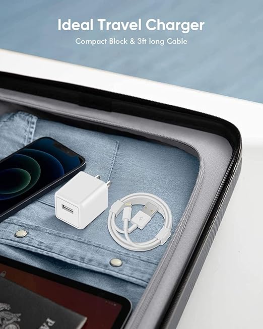 iPhone Charger,[Apple MFi Certified]2Pack iPhone Quick Charging Lightning Cable Data Sync Cord with USB A Wall Charger Block Box Travel Plug Adapter for iPhone 14/13/Pro/Max/XR/X/Xs/Max/8/Plus/SE/iPad