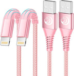 Aioneus iPhone Charger 10 ft 2Pack, (Apple Certified) Lightning Cable 10 Foot Nylon Braided Fast Charging Extra Long 10ft iPhone Cord Compatible with iPhone 13 12 11 XS XR 10 8 7 6 Plus - Pink