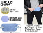Money Belt for Travel - Hidden Travel Pouch Protect Your Credit and Money With RFID Blocking Passport Holder Waist Wallet (Azure)