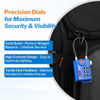 Bright Colors, TSA Approved Luggage Locks 4 Pack, Re-settable Combination with Alloy Body, Blue 4 Locks.