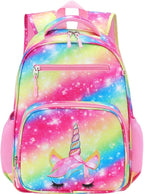 RHCPFOVR Kids Backpack for Girls - Girls Backpack 3-8 Ages Unicorn for Kids 15 Inch School Bookbag for Kindergarten Elementary School Bookbag for Girl 1st 2nd Grade