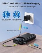 Portable Charger Power Bank 50000mAh, USB-C PD 30W Fast Charging, High Capacity External Battery Pack for Camping, Portable Phone Charger for iPhone 17/16/15/14/13/12/11 Samsung Android (Black)