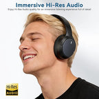 Hybrid ANC Wireless Over-Ear Headphones, 100H Playtime, Hi-Res Audio, Bluetooth 6.0, Multi-Mode Noise Cancellation, Comfort Fit, iOS & Android Compatible, Foldable Design, Travel-Friendly (Black)