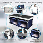 Folding Camping Table with Storage Compartment Aluminum Lightweight Camp Kitchen Table Height Adjustable Indoor/Outdoor Table Perfect for Tailgating, Backyards, BBQ,Picnic, Black