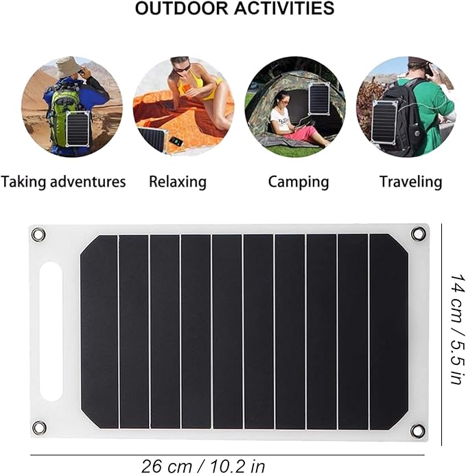 Lixada 10W 5V Solar Panel Charger USB Port Portable High Power Paper Shaped Monocrystalline Silicon for Cell Phone Camping