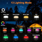 LED Camping Lantern, 8000mAh Rechargeable Camping Tent Light with 13 Light Modes, 6 Brightness Adjustable Tent Lamp, IP44 Waterproof Emergency Hanging Light for Hurricane, Power Outages