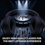 Pointcinco Hybrid Active Noise Cancelling Headphones, Over Ear Bluetooth 6.0 Wireless Headphones, 80H Playtime, Deep Bass, HiFi Stereo Sound, Lightweight Foldable for Travel, Home and Office(Black)