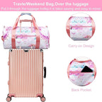Gym Travel Duffle Bag for Girls - Gymnastics Sports Dance Bag with Shoe Compartment & Wet Pocket Unicorn Kids Travel Bag Teens Weekender Sleepover Carry On Bag