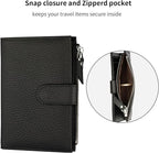Passport wallet and Card Slot Combo RFID Blocking Slim Leather Travel Passport Wallet for Men and Women with Zippered Coins Pocket Passport holder,Black