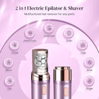 Hair Removal Epilator for Women, 2-in-1 Epilation System Device, Facial Hair Remover, Plucker for Face, Lip, 18 Carat Gold Plated Head, All Ages and Skin Types,with Pouch, Brush