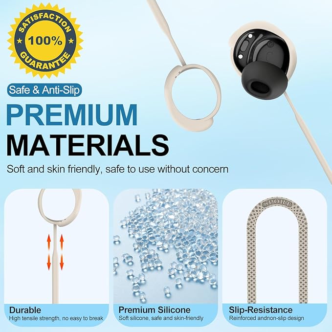PUCGUE Anti-Lost Strap Compatible with Bose New QuietComfort Earbuds 2024, Silicone Sports Lanyard for Bose New QC Earbuds