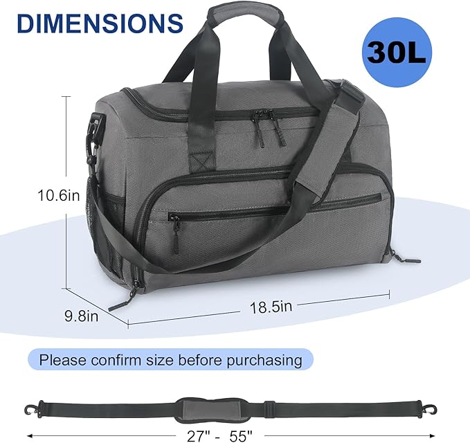 Gym Bag for Men Women, Sport Duffle Bag with Wet Pocket & Shoes Compartment, Water Resistant Overnight Weekender Bag Duffel Bag