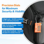 Forge TSA Approved Cable Luggage Locks with TSA008, 4-Digit Combination & Open Alert Indicator, Zinc Alloy Body, 2 Orange Travel Locks with 2 TSID Smart Lost & Found Tags for Luggage & Suitcase