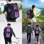 SHRRADOO Extra Large 50L Travel Laptop Backpack with combination lock, College Backpack Airline Approved Business Work Bag Fit 17 Inch Laptops for Men Women,Purple