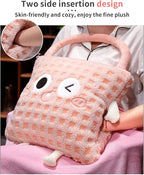 Plush Warm Hand Pillow with 67 * 59 Inch Compact Travel Blanket Warm Lambswool Pillow Portable 3 in 1 Combo Nap Pillow Blanket Plush Throw Pillow for Home Office（Blue 15inch）